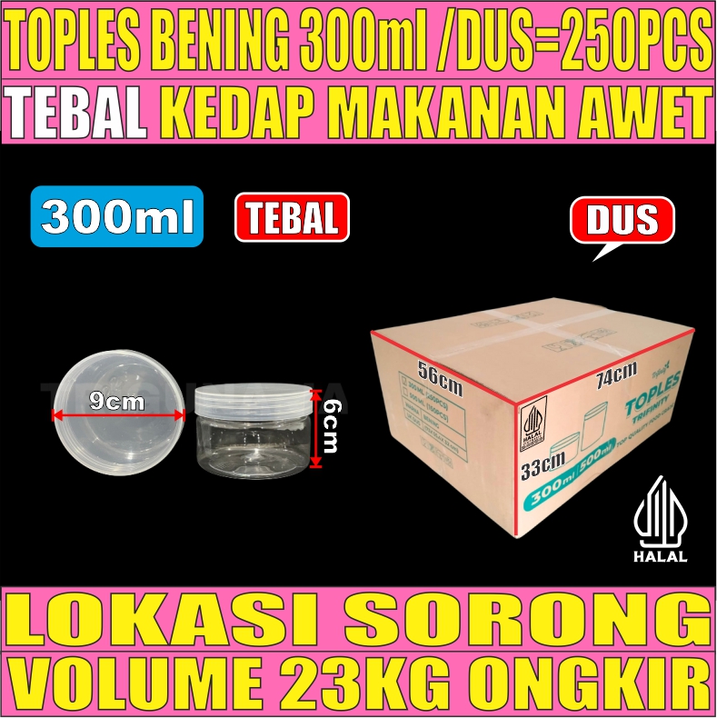 Toples 300ml Bal 50pcs Jar Silinder Bening Pet L2TMR03T1H8