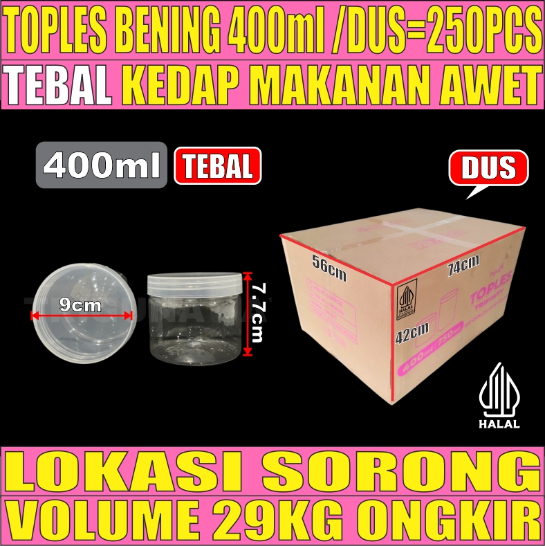 Toples 400ml Bal 50pcs Jar Silinder Bening Pet L2TMR01T1H8