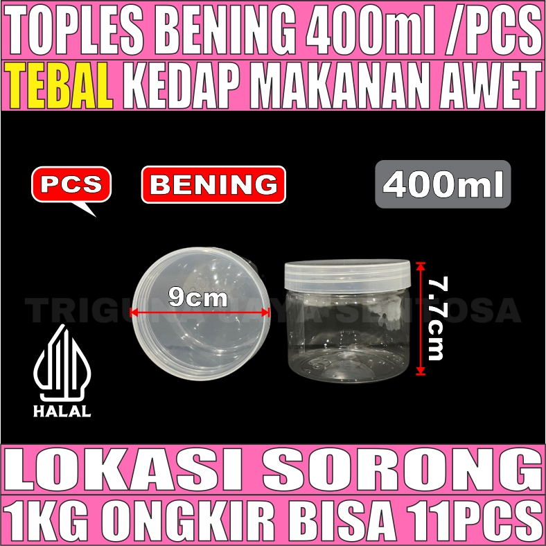 Toples 400ml Per 1pcs Jar Silinder Bening Pet