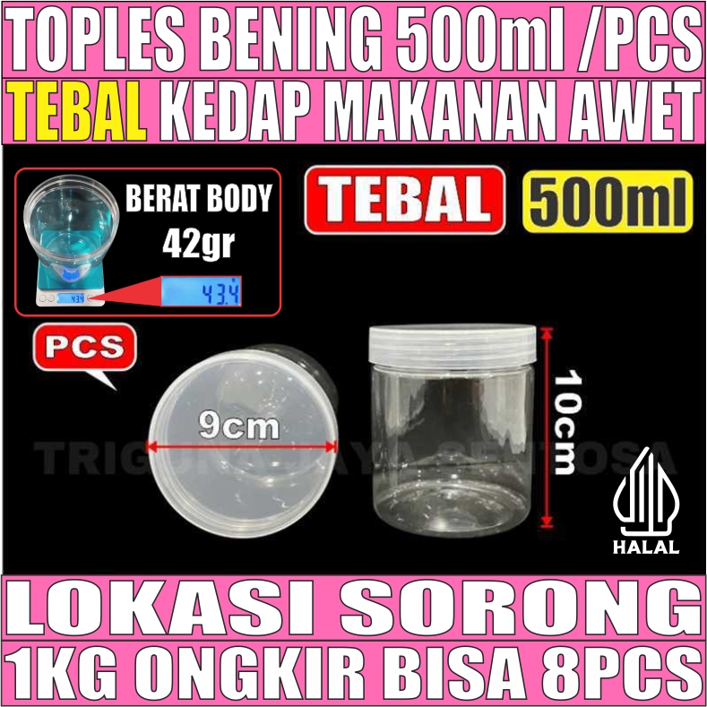 Toples 500ml Per 1 Pcs 54GR Jar Silinder Bening Pet
