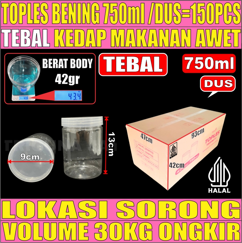 Toples 750ml Bal 50pcs Tebal 54gr Jar Silinder Bening Pet L2TMR02T2H8