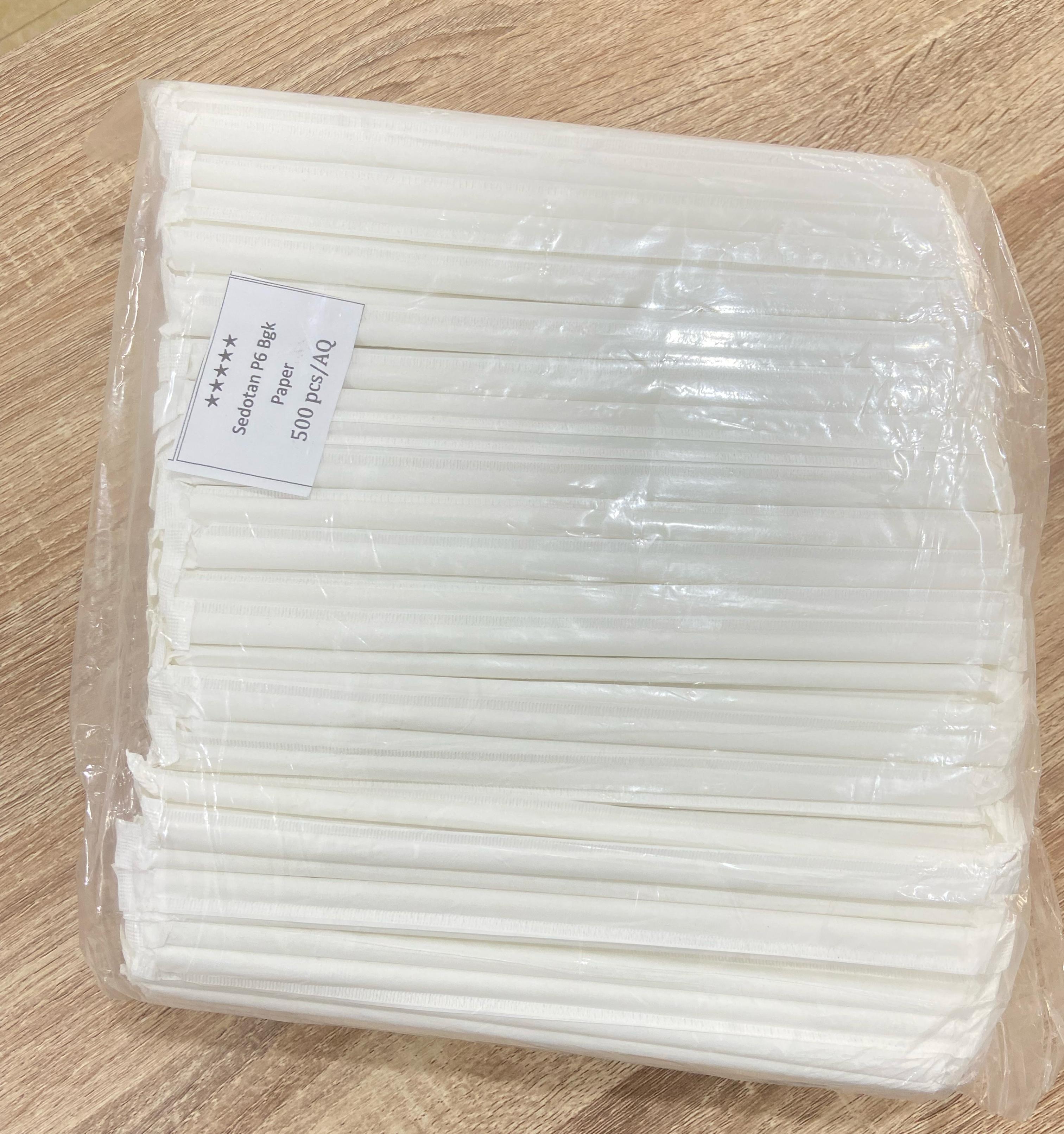 Sedotan Steril Bungkus 6mm Putih Pack