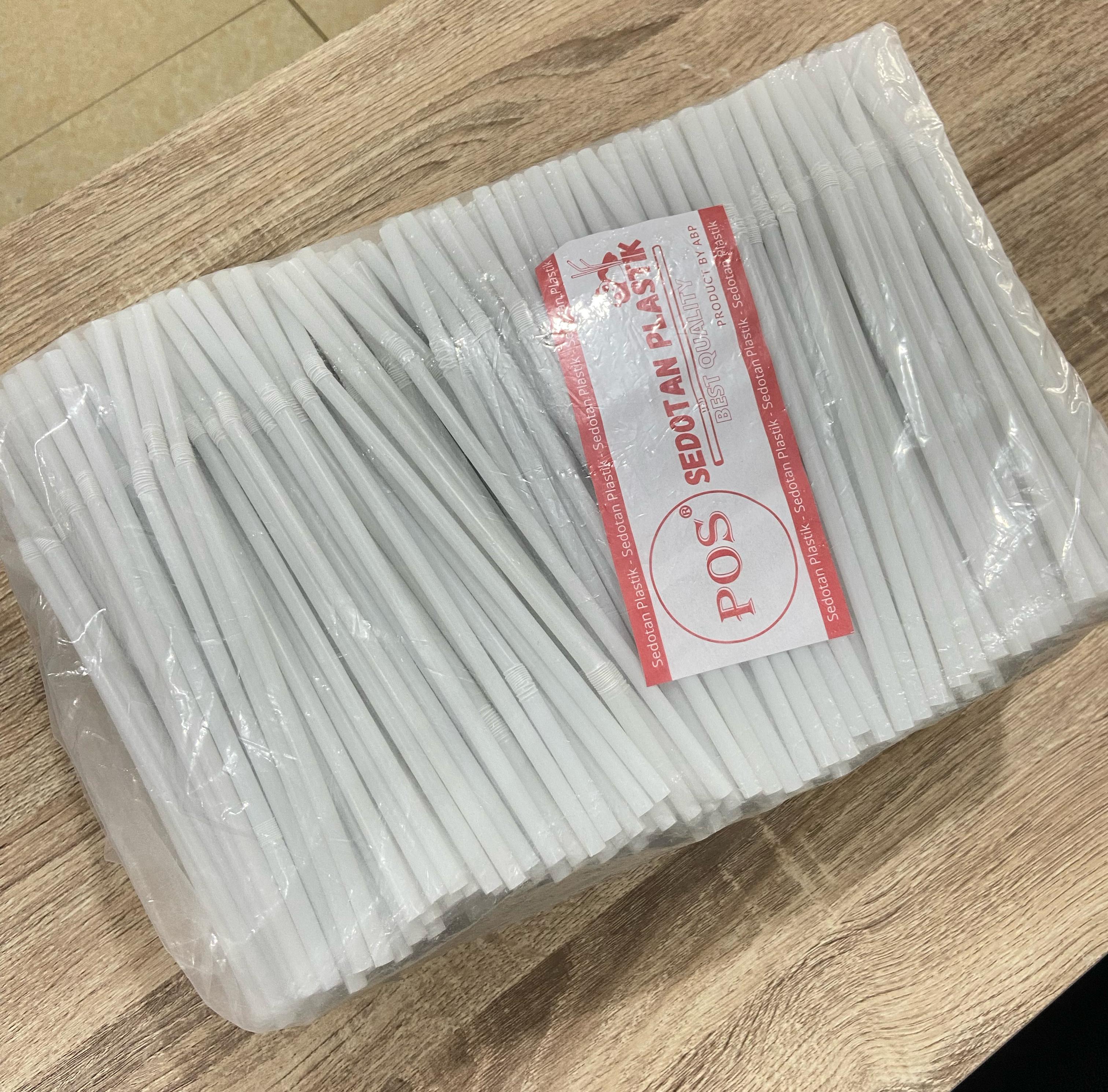 Sedotan Bengkok Putih 6mm Pack
