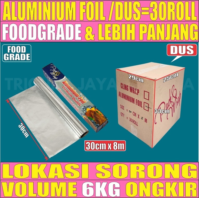 Aluminium foil 30cmx8mtr Dus 30roll L2TMR32T2H3
