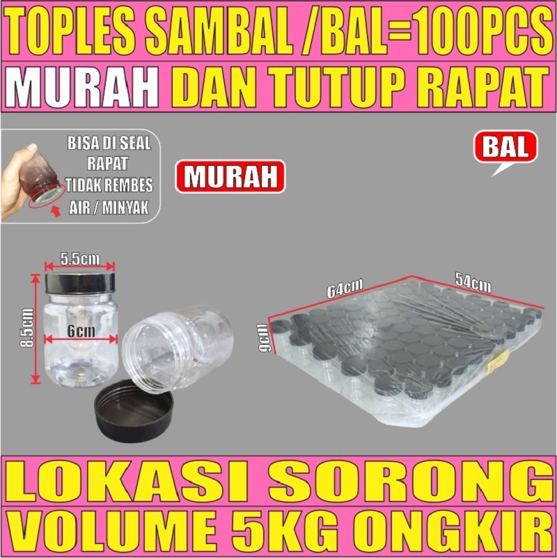 Toples Sambal Bal 100pcs Bulat 200ml Bening Pet