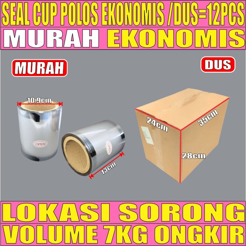 Seal Cup Polos EKONOMIS 60meter Dus 12 Roll u gelas oz